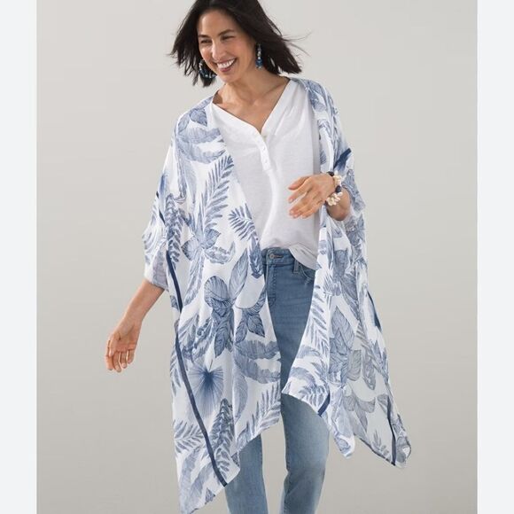 Blue and White Kimono Shrug - Picture 1 of 13